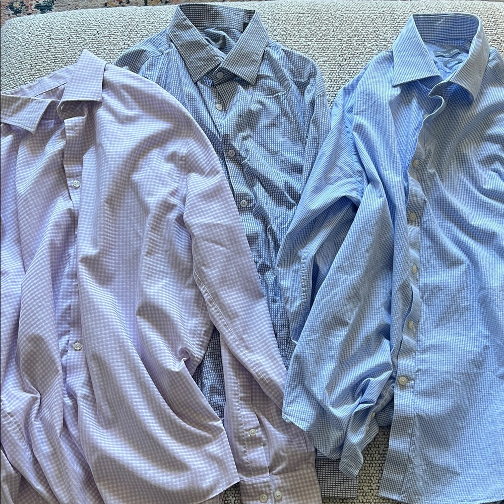 Men's Checkered Dress Shirts - Blue and Purple